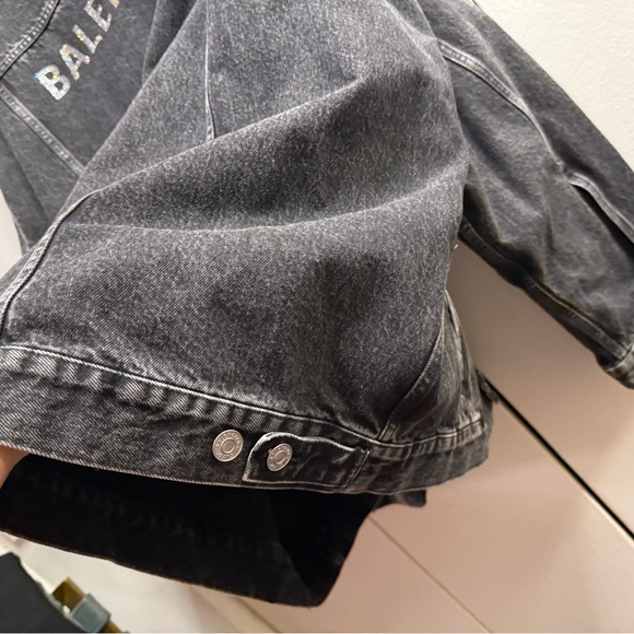 Balenciaga Back Rhinestone Denim Oversized Unisex Fit Jacket - Picture 10 of 13